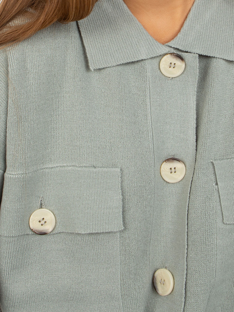 Hurtownia Jasnozielony sweter rozpinany o kroju koszuli