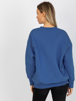 Tamsiai mėlyna basic oversize džemperis didmeninė prekyba.