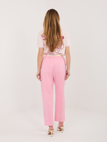 Pink women's straight leg pants with pockets.