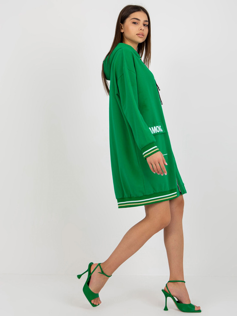 Hurtownia Zielona długa bluza rozpinana z napisami