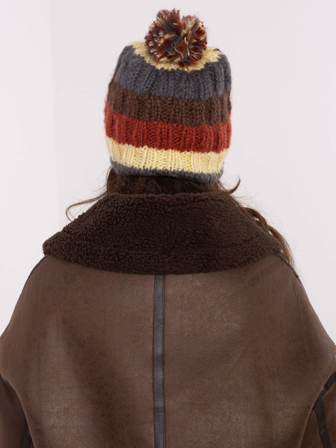 Hurt Jasnożółto-grafitowa kolorowa czapka damska