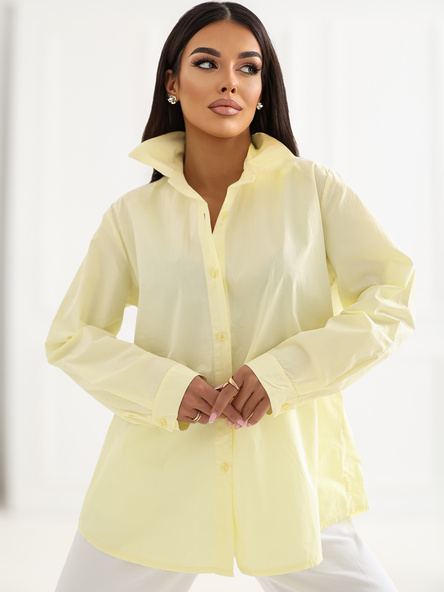 Jasnożółta bawełniana koszula z kołnierzykiem