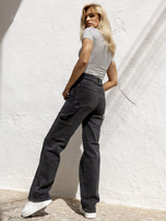 Czarne jeansy damskie z wysokim stanem Jessa