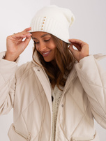Hurt Ecru czapka zimowa ze ściągaczem RUE PARIS