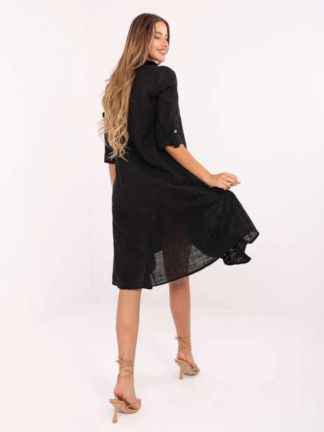 Czarna sukienka szmizjerka z rękawem 3/4 OCH BELLA