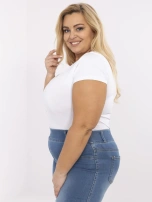 Biały damski t-shirt plus size basic RUE PARIS 