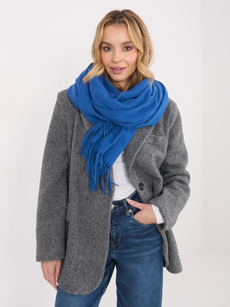 Ciemnoniebieski szal damski z dzianiny
