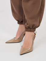 Brązowe dresowe spodnie ze ściągaczami