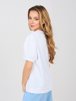 Biała bawełniana bluzka basic z krótkim rękawem RUE PARIS 