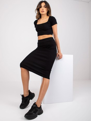 Czarna spódnica prążkowana Jammie RUE PARIS