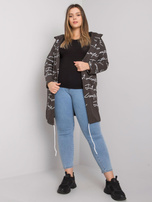 Ciemna khaki narzutka plus size z printami Parma