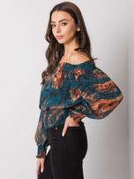 Morsko-brązowa bluzka damska we wzory Nanterre