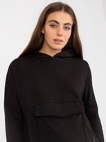 Hurtownia Czarna damska bluza basic z kapturem