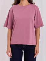 Dunkelrosa T-Shirt mit längerem Rücken RUE PARIS.