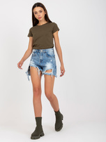 Hurtownia Khaki t-shirt basic z okrągłym dekoltem