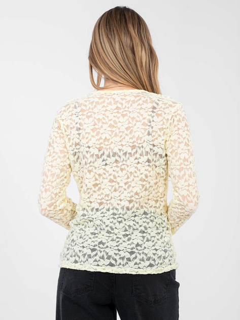 Jasnożółta koronkowa bluzka z żabotem RUE PARIS