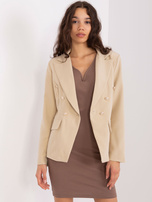 Hurt Beżowa dwurzędowa marynarka damska OCH BELLA