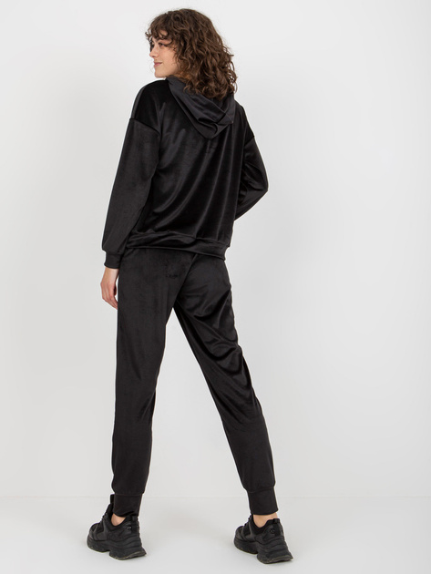 Hurt Czarny damski komplet welurowy ze spodniami i bluzą