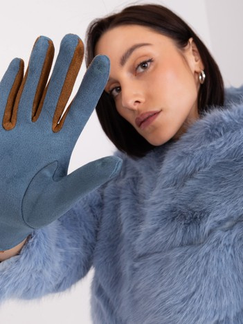 Hurt schmutzigblaue Handschuhe mit geflochtenen Bändern.