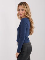 Granatowa bluzka basic z długim rękawem 