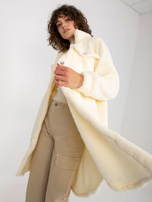 Hurt Ecru długa koszula futrzana z kołnierzykiem RUE PARIS 