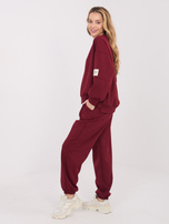 Burgundy set with jogger pants.