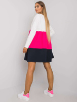 Ecru-fuksjowa bawełniana sukienka z długim rękawem Emine RUE PARIS