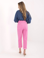 Ciemnoróżowe sztruksowe spodnie bez zapięcia 