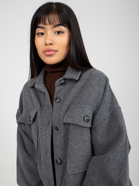 Hurt Ciemnoszara ciepła koszula damska z długim rękawem