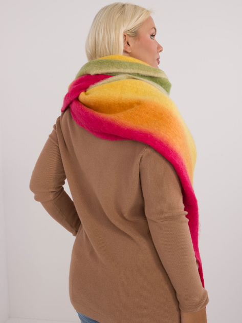 Hurt Czerwono-zielony szal damski z frędzlami z dzianiny ombre