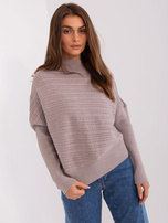 Hurt Ciemnobeżowy asymetryczny sweter nietoperz 