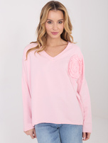 Jasnoróżowa bluzka oversize z długim rękawem