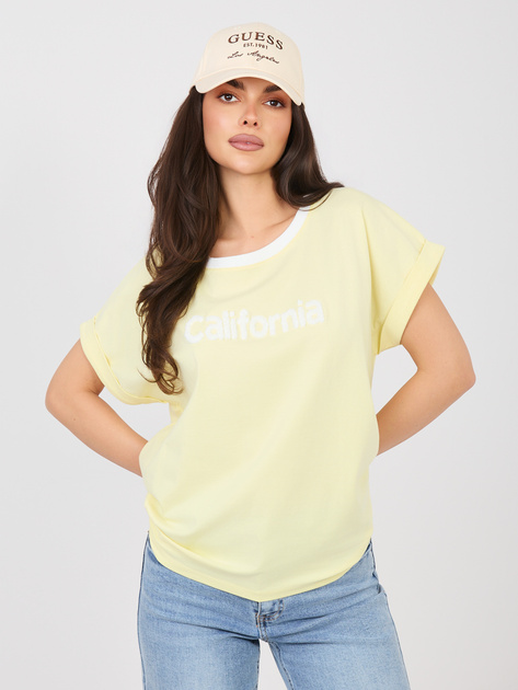 Jasnożółta casualowa bluzka z krótkim rękawem
