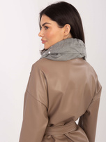 Szara damska chusta z frędzlami 