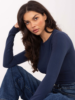 Granatowy damski longsleeve z okrągłym dekoltem