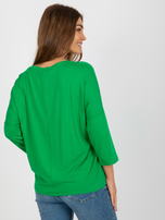 Hurt Zielona damska bluzka basic z dekoltem w serek