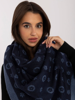Hurt Granatowo-ciemnoniebieski damski szal z wełną