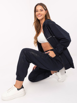 Granatowy damski komplet z rozpinaną bluzą