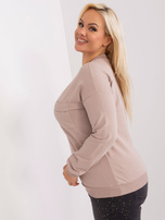 Hurt Beżowa damska bluzka plus size z dekoltem V