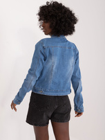 Hurtownia Niebieska kurtka jeansowa z przetarciami