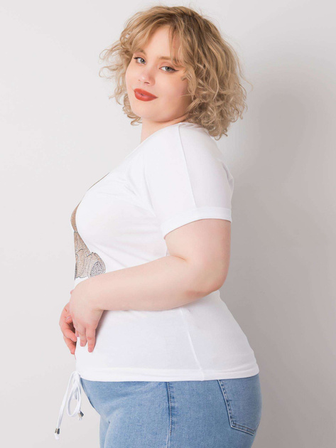 Biała bluzka plus size z dżetami Luce