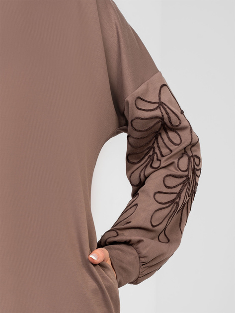 Ciemnobeżowa dresowa sukienka z kieszeniami RUE PARIS