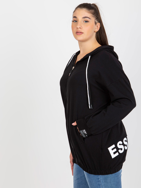 Hurtownia Czarna rozpinana bluza plus size z kieszeniami