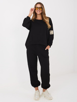 Czarny dwuczęściowy komplet z naszywką RUE PARIS 