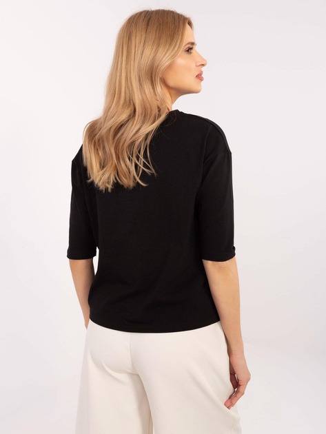 Hurtownia Czarna damska bluzka z nadrukiem