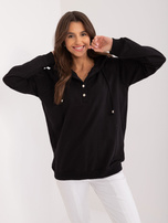 Hurtownia Czarna gładka bluza damska z kapturem