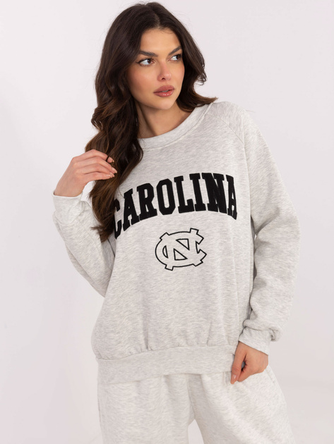 Hurt Jasnoszara melanżowa bluza oversize bez kaptura