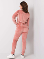 Brudnoróżowy welurowy komplet plus size Jeanne