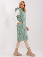 Hurtownia Pistacjowa długa kamizelka zimowa