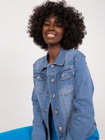 Hurtownia Niebieska kurtka jeansowa z guzikami